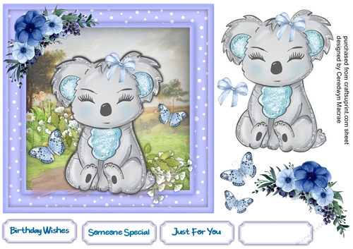 Gorgeous Koala and Butterflys , Blue