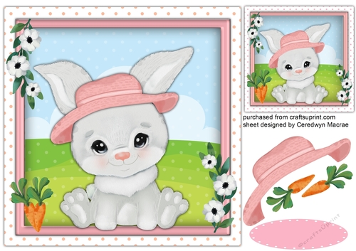 Gorgeous Rabbit in a Pink Hat 