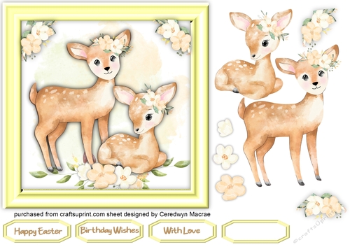 Beautiful Deers and Flowers