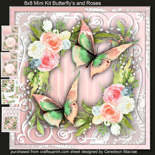 8x8 Mini Kit, Butterflys and Roses 
