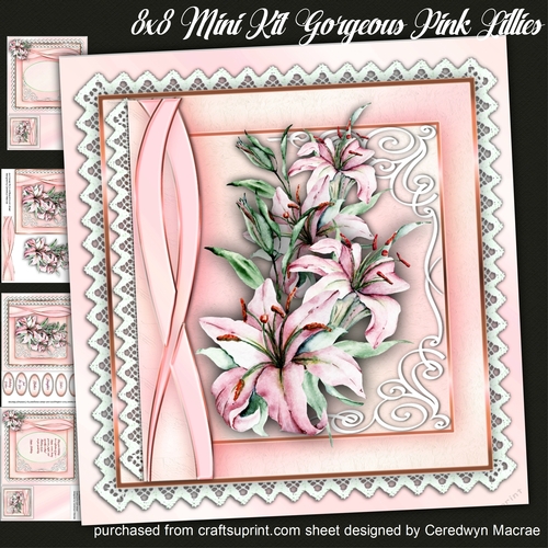 8x8 Mini Kit, Gorgeous Pink Lillies