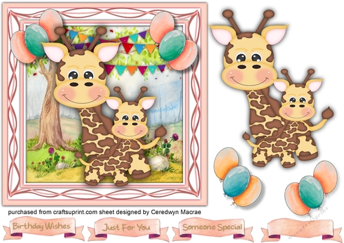 7x7 , Cute Giraffes Birthday