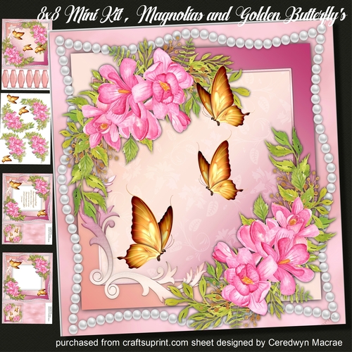 8x8 Mini Kit , Magnolias and Golden Butterflys