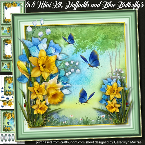 8x8 Mini Kit , Daffodils and Blue Butterflys