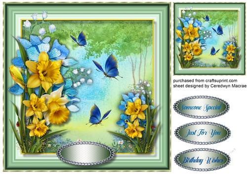Daffodils and Blue Butterflys 