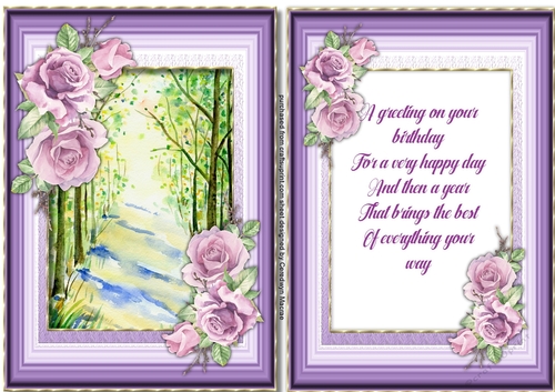 A5, Card and Insert, Lilac Roses 