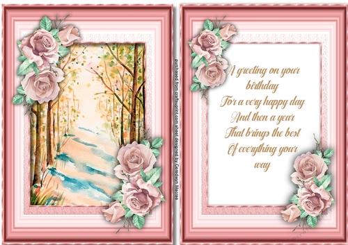 A5, Card and Insert, Pink Roses 