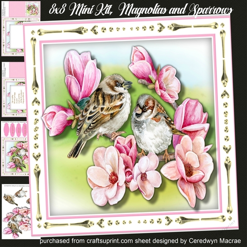 8x8 Mini Kit, Magnolias and Sparrows