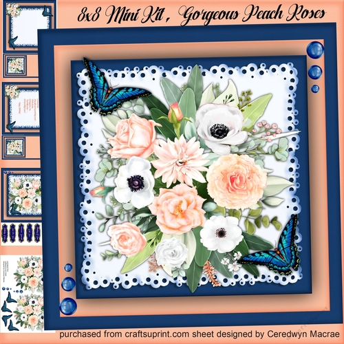 8x8 mini Kit , Gorgeous Peach Roses 