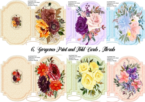 6, Print and Fold Cards , Floral
