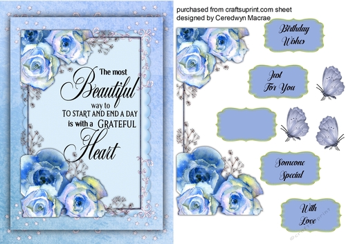 A5, Gorgeous Blue Flowers and Quote 