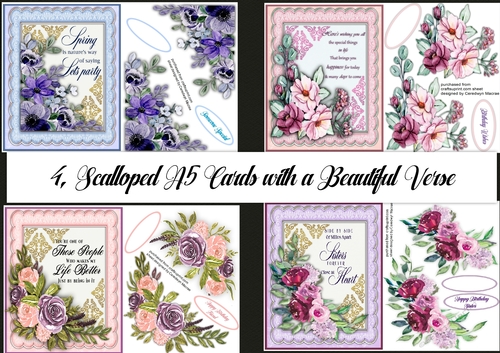 4,Scalloped  A5 Cards with Verse
