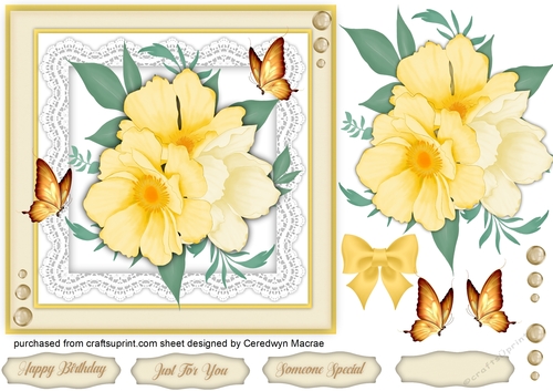 Beautiful Sunny Flowers on Lace 7x7 