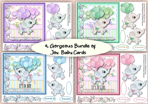 4, Gorgeous Bundle of Joy Baby Cards 