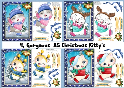 4, Gorgeous A5  Christmas Kittys 