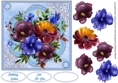 Beautiful Blue Posy , 7x7