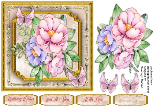 Beautiful Roses on a Gold Mat