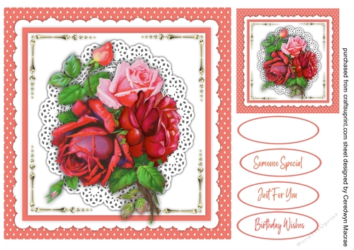Beautiful  Roses on lace 