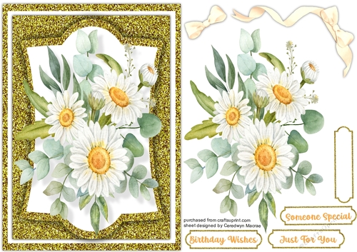 A5 Beautiful Daisys on gold
