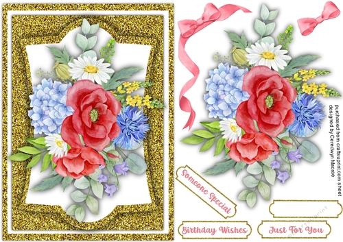 A5 Beautiful Posy on gold