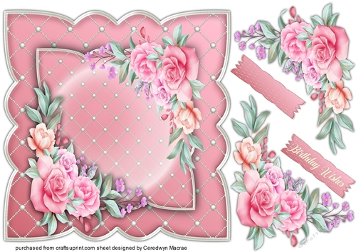 Beautiful Shaped Card with Roses 1
