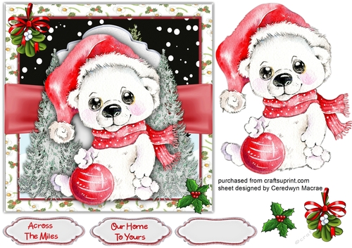 Little Polar Bear and Bauble   ,7x7 