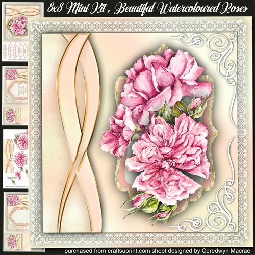 8x8 Mini Kit , Beautiful Watercoloured Roses