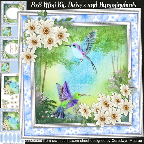 8x8 Mini Kit ,Daisys and Hummingbirds 