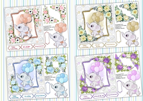4, Lovely Babys Birth or Birthday Cards  7x7