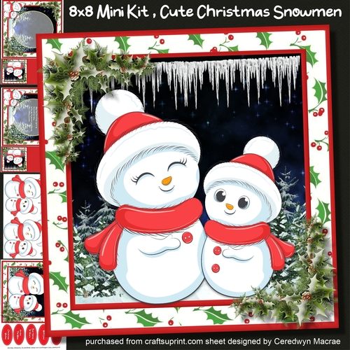 8x8 Mini Kit, Cute Christmas Snowmen 