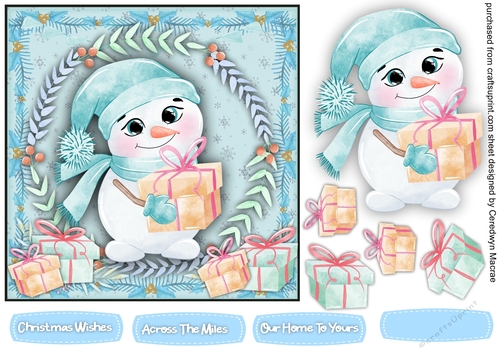 Gorgeous Happy Snowman  7x7 