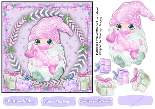 Gorgeous Lilac Christmas Gnome   7x7 