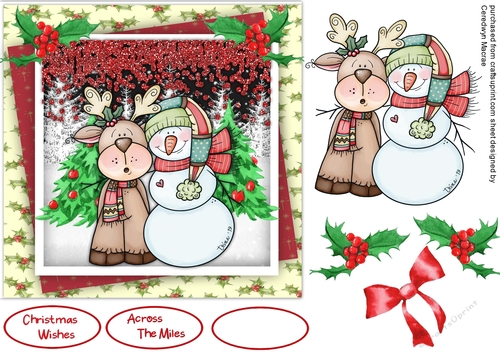 Cute   Reindeer and Snowman