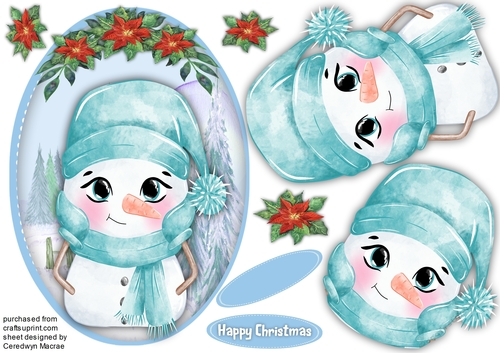 Happy Blue Snowman 