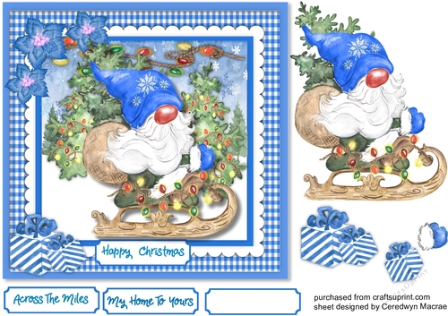 Gnomes Christmas Sleigh  Blue