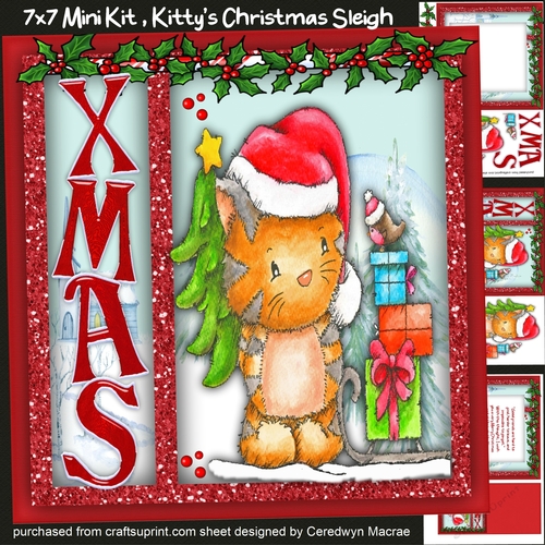 7x7 Mini Kit, Kittys Christmas Sleigh