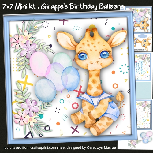 7x7 Mini Kit, giraffes Birthday Balloons
