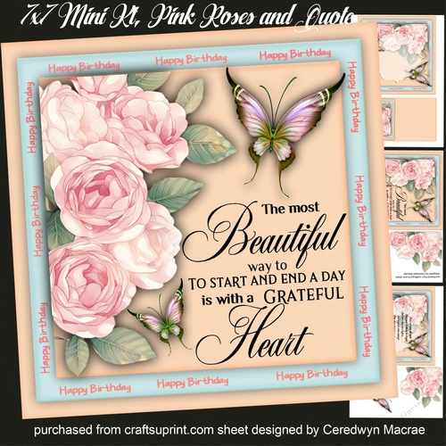 7x7 Mini Ki, Pink Roses and Quote