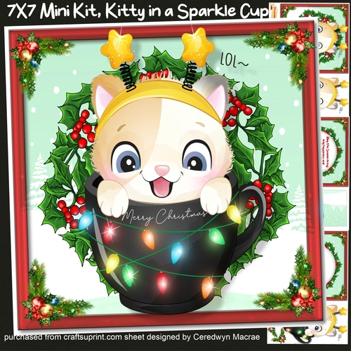 7x7 Mini Kit, Kitty in a Sparkle Cup