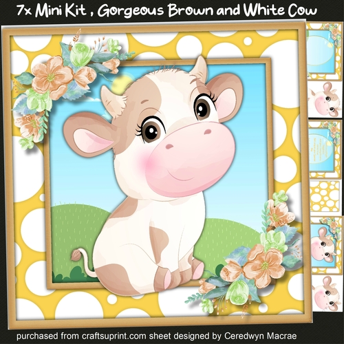 7x7 Gorgeous Brown and White Cow