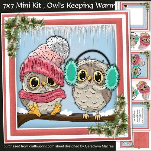 7x7 Mini Kit, Owls Keeping Warm