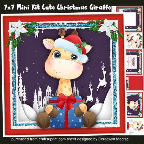 7x7 Mini Kit, Cute Christmas Giraffe