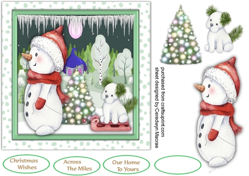 7x7 Quick card , Snowman and Friend
