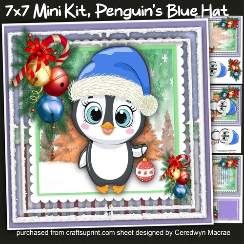 7x7 Mini Kit, Penguins Blue Hat