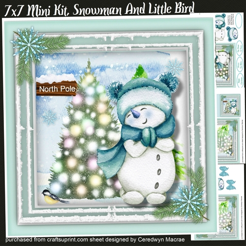 7x7 Mini Kit , Snowman and Little Bird