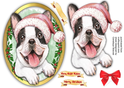 Christmas Pup in a Oval Frame  4