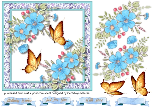 Beautiful Blue Roses and Butterflys 