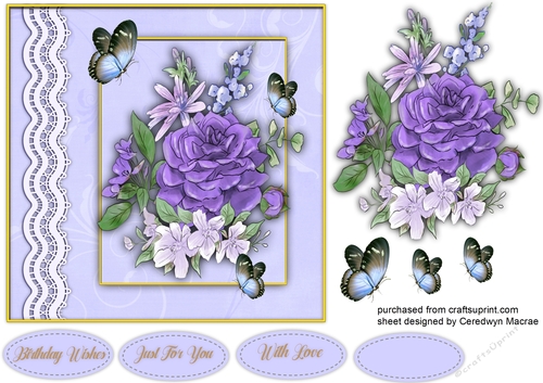 Beautiful Blue Roses and Butterflys 
