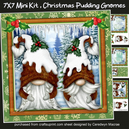 7x7 Mini Kit , Christmas Pudding Gnomes