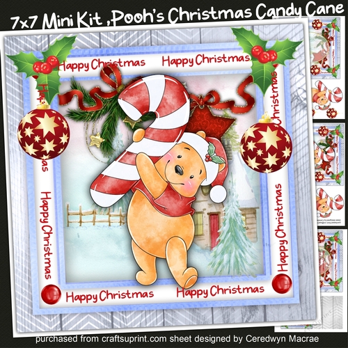 7x7 Mini Kit, Poohs Christmas Candy Cane